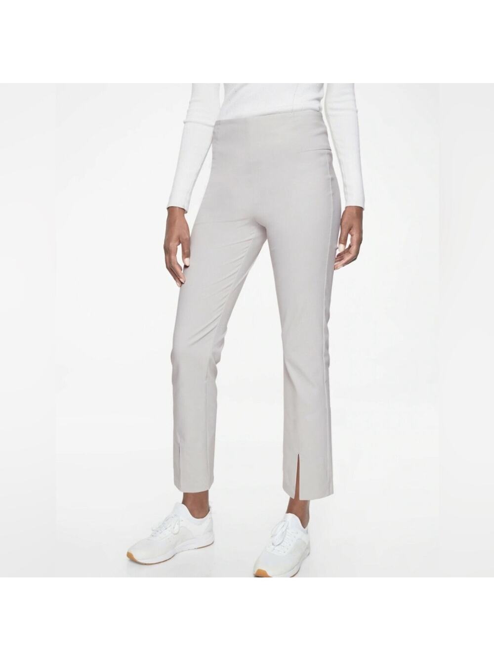 Athleta Pants Womens 6 Gray Wander Slim Straight Ankle High Rise Back Zipper